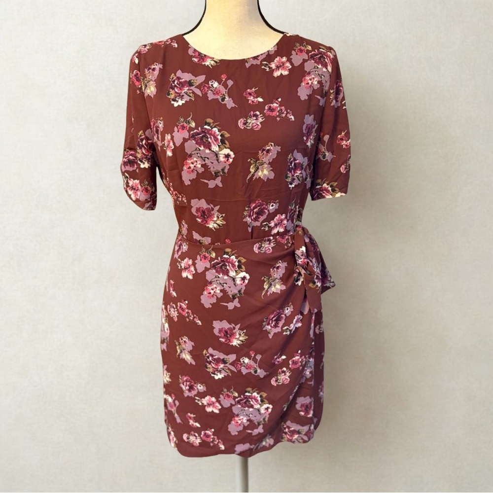 Astr Burgundy Floral Midi Dress